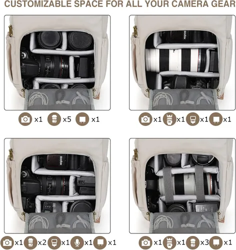Vista 3 de BAGSMART - Mochila para cámara, mochilas de cámara DSLR para fotógrafos, mochila de fotografía impermeable antirrobo con compartimento para portátil