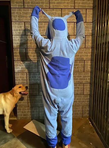 Vista 6 de Pijama de animal para adultos, con puntada, para cosplay, ropa para el hogar, color azul