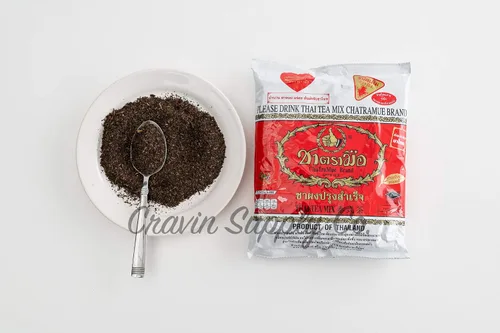 Vista 3 de Mezcla de té tailandés (Number-One) Marca Cha Tra Mue, mezcla de té tailandés original de Tailandia, perfecta para preparar té helado tailandés