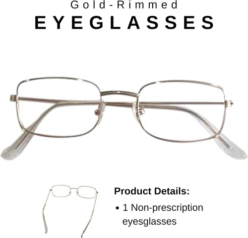 Vista 2 de 4E's Novelty Gafas de disfraz de anciana para niños y adultos, anteojos falsos rectangulares dorados, anteojos de anciana para el día 100