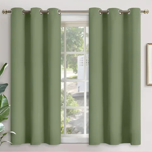 Vista 40 de YoungsTex - Cortinas blackout cortas, aislamiento térmico, ojales, oscurecen la habitación, privacidad, para cámper, sótano, cocina y baño, 2 Gris