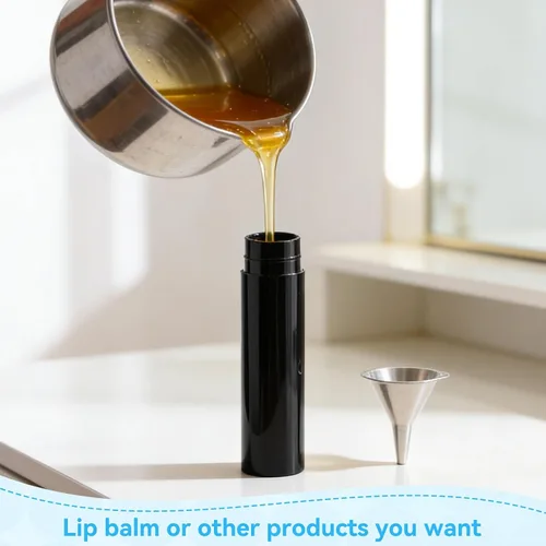 Vista 6 de Agatige 100 tubos de lápiz labial vacío de 0.2 fl oz, tubos de bálsamo labial negro de plástico portátil, tubos de lápiz labial, recipientes