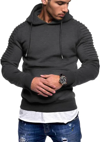 Vista 2 de COOFANDY Sudadera con capucha de entrenamiento para hombre, ligera, atlética, moderna, con bolsillo