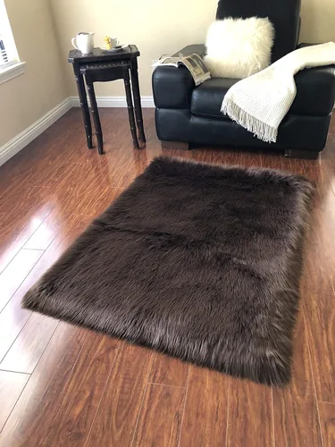 Vista 16 de LAMBZY Alfombra rectangular de piel de oveja sintética, súper suave, hipoalergénica, de felpa, lujosa alfombra de felpa sedosa para dormitorios