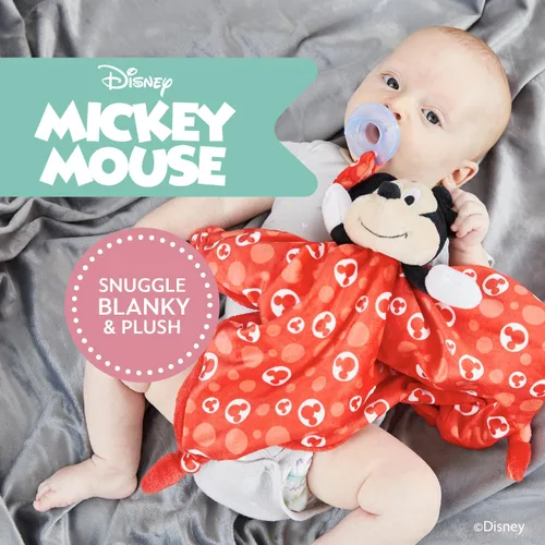 Vista 2 de KIDS PREFERRED Disney Baby Mickey Mouse - Manta de seguridad de peluche con diseño de animal de peluche, 13.18 x 13.18 x 3.5 pulgadas