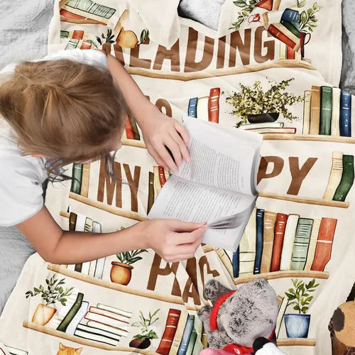 Vista 5 de CUJUYO Regalos para Amantes de los Libros para Mujeres y Hombres Manta 50"x40" - Regalos para Bibliotecarios Manta Tipo Throw - Regalos de Club