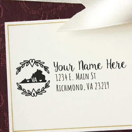 Vista 43 de State of Alabama Wreath Duo Hand Address Stamp - Personalized Rubber Stamp Montaje manual Duo