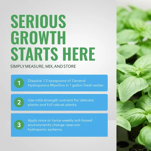Vista 5 de General Hydroponics MaxiGro - Alimento vegetal para un crecimiento vigoroso, 2.2 libras.