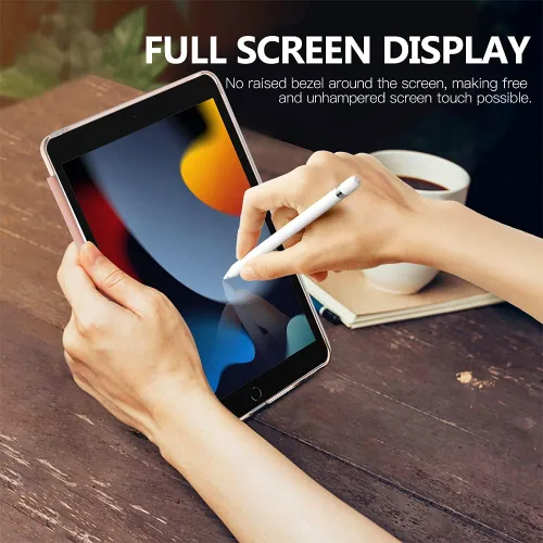 Vista 6 de MoKo - Funda compatible con iPad 2019, fina, ligera, inteligente, carcasa, cubierta de soporte con protector trasero traslúcido esmerilado 1-Oro Rosa