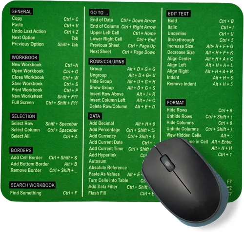 Vista 10 de Monilee - Alfombrilla para mouse con estampado negro sólido, calidad premium, para uso diario Increase your productivity: Our Excel Shortcuts