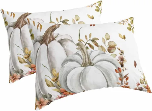 Vista 8 de Fundas de almohada de tamaño estándar de Acción de Gracias, 2 paquetes de fundas de almohada suaves para cama, sofá, cuerpo largo, con cierre