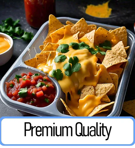 Vista 5 de Bandejas para nachos con 2 compartimentos, paquete de 50 unidades de plástico desechable, bandejas de nachos transparentes de 12 onzas