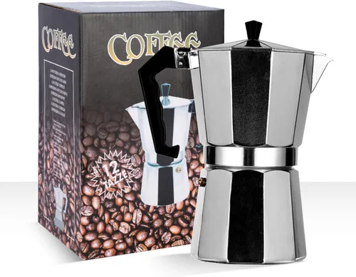 Vista 9 de Cafetera de café expreso para estufa, olla moka de 9 tazas Cafetera de aluminio con filtro de acero inoxidable Cafetera de espresso clásica