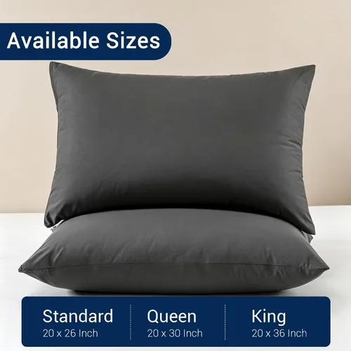 Vista 8 de Juego de 2 protectores de almohada ultra suaves impermeables, de tamaño estándar, transpirables y silenciosos, fundas a prueba de sudor y aceite