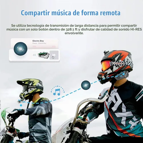 Vista 4 de FreedConn FX - Auriculares Bluetooth para motocicleta con intercambio de música, 2 unidades FX 10 Riders 4,921.3 ft, casco de grupo intercomunicador