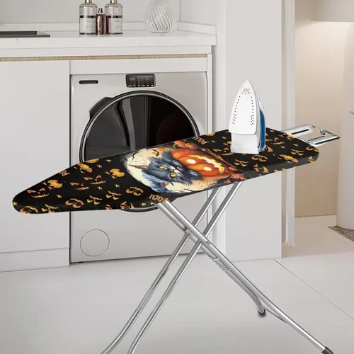 Vista 2 de UNICEU Funda de tabla de planchar elástica de 13 x 52 pulgadas con bordes elásticos, cubierta de tabla de hierro resistente a la quema de Halloween