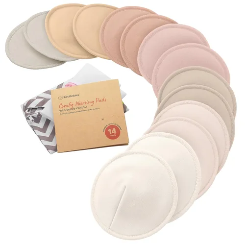 Vista 11 de Almohadillas de lactancia de viscosa de bambú orgánico, 8 almohadillas lavables para lactancia materna, bolsa de lavado, reutilizables