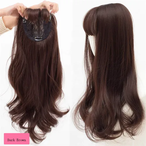 Vista 6 de 22 pulgadas de largo, ondulado, cierre con clips en la parte superior, para mujeres con cabello fino (marrón claro)