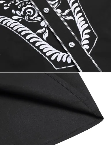 Vista 6 de Daupanzees Camisas bordadas de manga larga para hombre, ajustadas, casuales, con botones