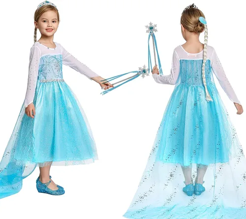 Vista 2 de YOFEEL Princess Costume Cosplay Dress up for Toddler Kid Baby Girls Fancy Party Halloween Christmas with unique Accessories