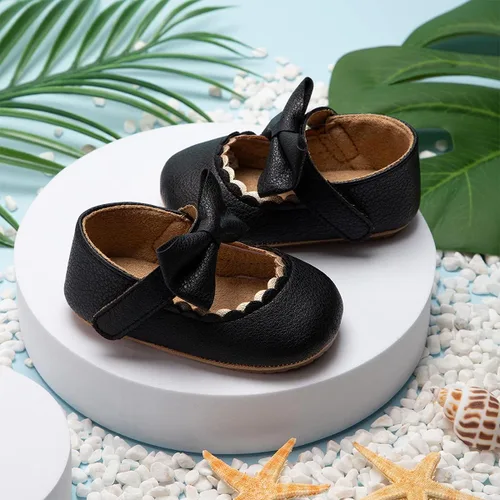 Vista 2 de HsdsBebe Mary Jane - Zapatos planos con lazo antideslizante y suela suave para niñas pequeñas zapatos de vestir para bodas
