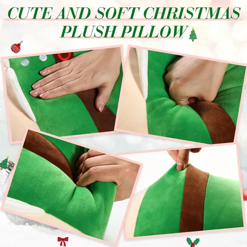 Vista 3 de Huwena Almohada de felpa grande de 14 pulgadas, decoración de Navidad, suave y tierna, cojín de peluche para abrazar, regalo para Navidad, fiestas