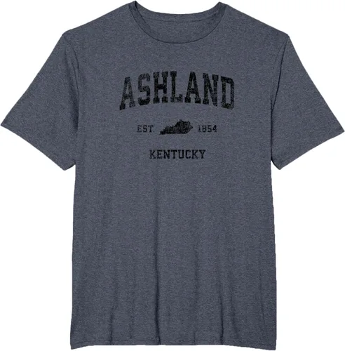 Vista 83 de Ashland Kentucky KY Vintage Sports Design Camiseta de impresión negra Asfalto