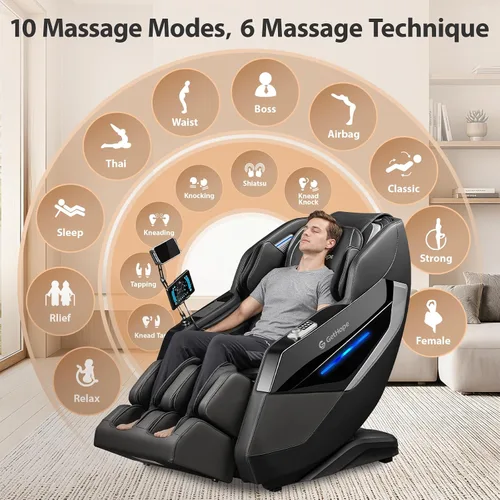 Vista 3 de Sillón reclinable de cuerpo completo de masaje de gravedad cero 4D Plateado