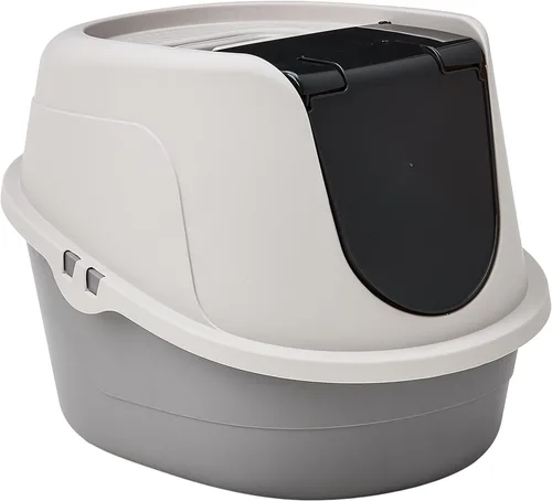 Vista 7 de Amazon Basics Caja de arena cerrada con capucha sin desorden para gatos, grande, multicolor, 24 x 18 x 17 pulgadas