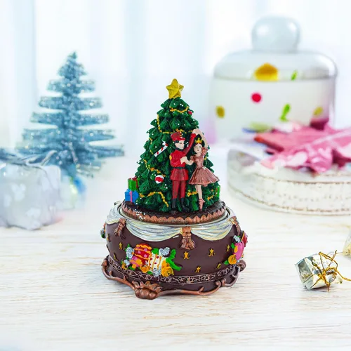 Vista 2 de BestPysanky Figurita musical navideña con cuerda de cascanueces y bailarina