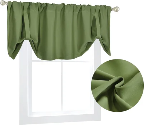 Vista 2 de DECOVSUN Cenefa de salvia para oscurecer la habitación, cenefa ajustable con alzapaños, para dormitorio, habitación de niños, 52 x 18 pulgadas, 2