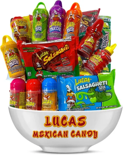Vista 5 de Mezcla de dulces mexicanos Lucas (14 unidades) Variedad de agrios, dulces, picantes, incluye Lucas Skwinkles, Pelucas, Lucas Muecas, Baby Lucas