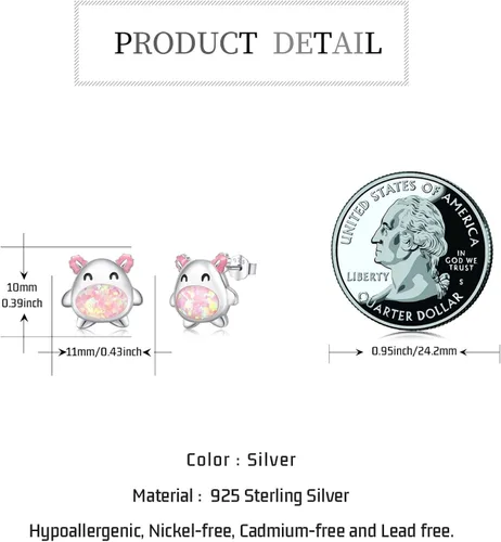 Vista 2 de Aretes hipoalergénicos de axolote de plata de ley 925, joyería de animales, aretes de ópalo, regalos para orejas sensibles, Plata de ley, Ópalo