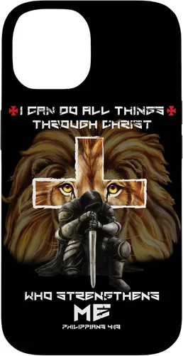Vista 4 de Fundas para iPhone 11 Christian Phone Cases Men Bible Verse Philippians 4:13 Lion Case