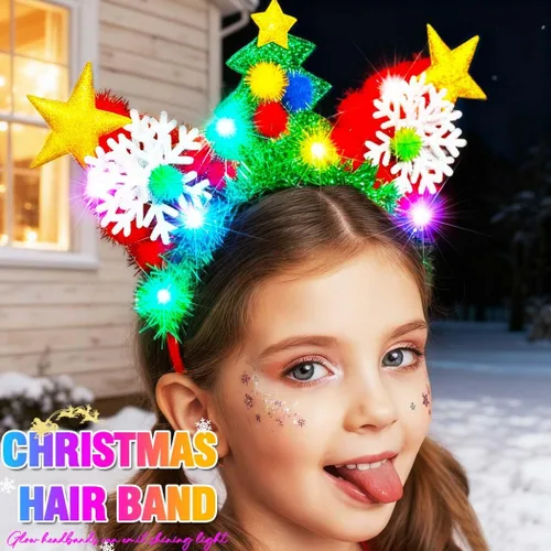 Vista 3 de Nicute - Diademas de Navidad con luces LED, diademas de Navidad festivas para mujeres y niñas