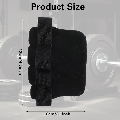 Vista 2 de Guantes de gimnasio para hombre para levantamiento de pesas, guantes de cuero de cuatro dedos, guantes antideslizantes para levantamiento de pesas