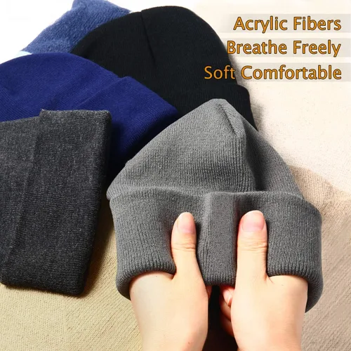Vista 5 de Gorro de punto cálido para hombre y mujer, para invierno, otoño, verano, primavera