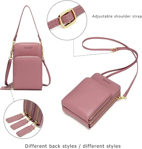 Vista 5 de Bolso chico en bandolera de mujer para celular minicartera tarjetera monedero de manohombro