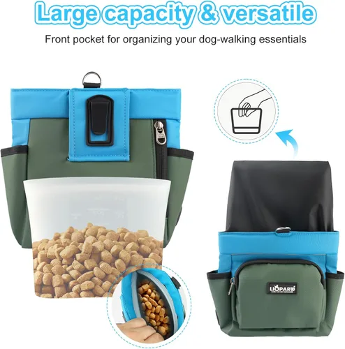 Vista 6 de LIOPARD Bolsa de golosinas para perros, bolsa de entrenamiento para pasear mascotas, bolsa de golosinas para mascotas con forro de silicona, cierre