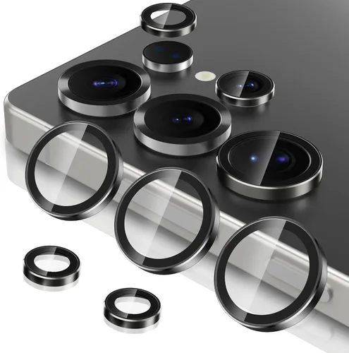 Vista 10 de Casetego Protector de lente de cámara para Galaxy Z Fold 8, [Diseño de purpurina mejorado], [Fuerte adherencia], lente de vidrio templado 9H negro