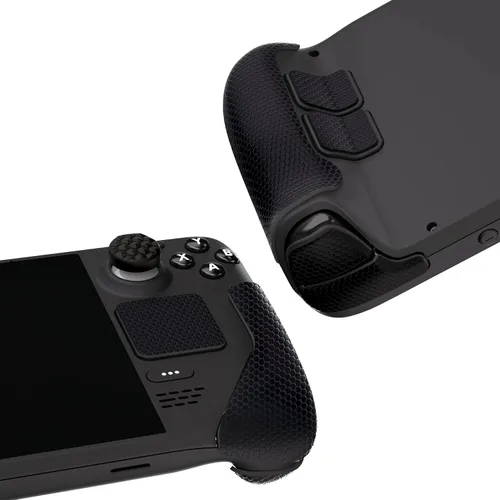 Vista 3 de PlayVital Professional Textured Soft Rubber Pads Handle Grips for Steam Deck LCD & OLED, Trackpads Skin Grip Enhancement Back Button Protective