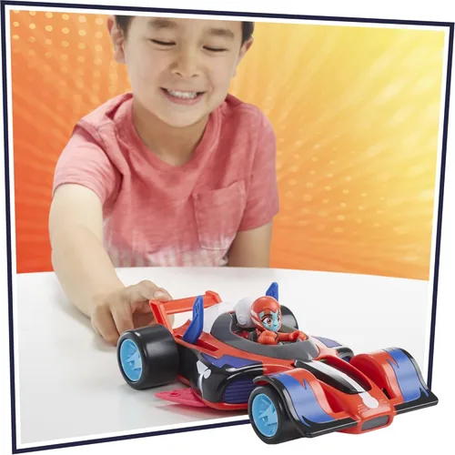 Vista 5 de PJ Masks Animal Power Flash Cruiser, auto de juguete de conversión con luces, sonidos y figura de acción, juguetes de superhéroe, juguetes