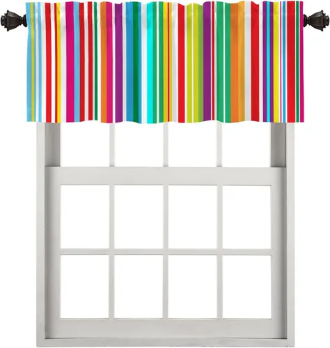 Vista 111 de Cortinas de cocina de hojas de arce otoñales para ventanas, hojas verdes y rojas sobre cenefas opacas negras, tratamientos de ventana de poliéster