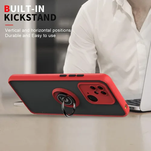 Vista 8 de QUIETIP Funda compatible con Xiaomi Redmi 10C/Poco C40, TPU + PC duro a prueba de golpes, anillo magnético para soporte de coche con protector