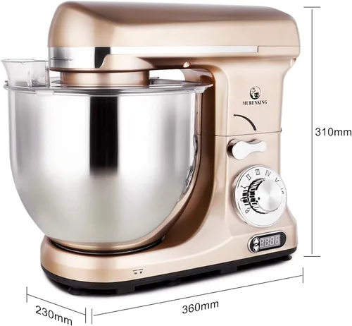 Vista 4 de Professional - Mezclador MK37A 500W, recipiente 5-Qt, 6 velocidades, con cabezal inclinado, máquina eléctrica para mezclar alimentos, Champán