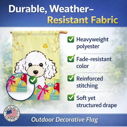 Vista 477 de Caroline's Treasures BB1923GF Bandera decorativa para jardín con diseño de Border Collie, para caza de huevos de Pascua, para jardín, jardín, patio