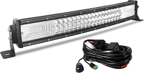 Vista 11 de Willpower Barra de luz LED curvada de 52 pulgadas, 675 W, combo de luces LED todoterreno con conector DT, arnés de cableado, luces de conducción