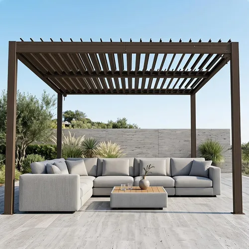 Vista 30 de Domi Pergola Screen All Aluminum, sombra de privacidad, 1 paquete, marrón