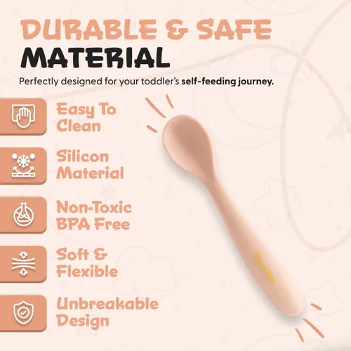 Vista 2 de Cucharas de silicona para bebés de 6 meses o más, cucharas para niños pequeños con punta suave, sin BPA, aptas para microondas y resistentes al