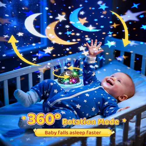 Vista 5 de Luz nocturna para niños, proyector de luz nocturna para bebé, luces nocturnas para dormitorio, proyector de estrellas, luces de estrella